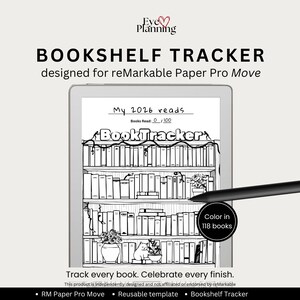 reMarkable Paper Pro Move用ブックシェルフトラッカー｜デジタルブックトラッカー、読書チャレンジ＆おしゃれなブックジャーナルテンプレート｜塗り絵ページ