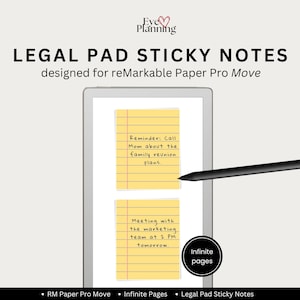 May include: A digital tablet screen displaying two yellow legal pad sticky notes with handwritten text. The top note reads, "Reminder: Call Mom about the family reunion plans." The bottom note reads, "Meeting with the marketing team at 2 PM tomorrow." A black stylus is positioned near the notes.