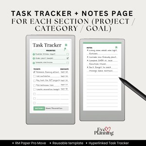 Project Task Tracker for reMarkable Move productivity template