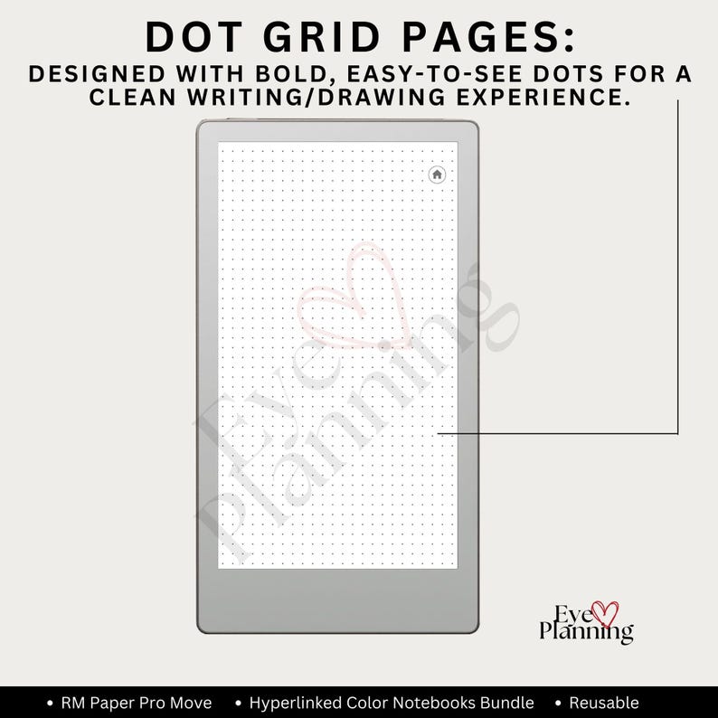 Digital bullet journal pages and bujo templates in dot grid and lined styles for reMarkable note taking