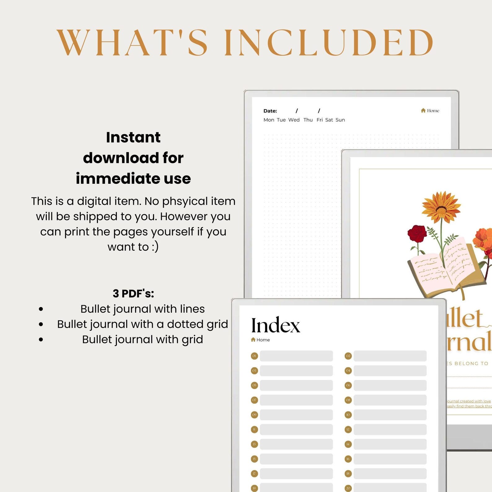 Digital Bullet Journal for Remarkable Paper Pro | 3 Paper Options ...