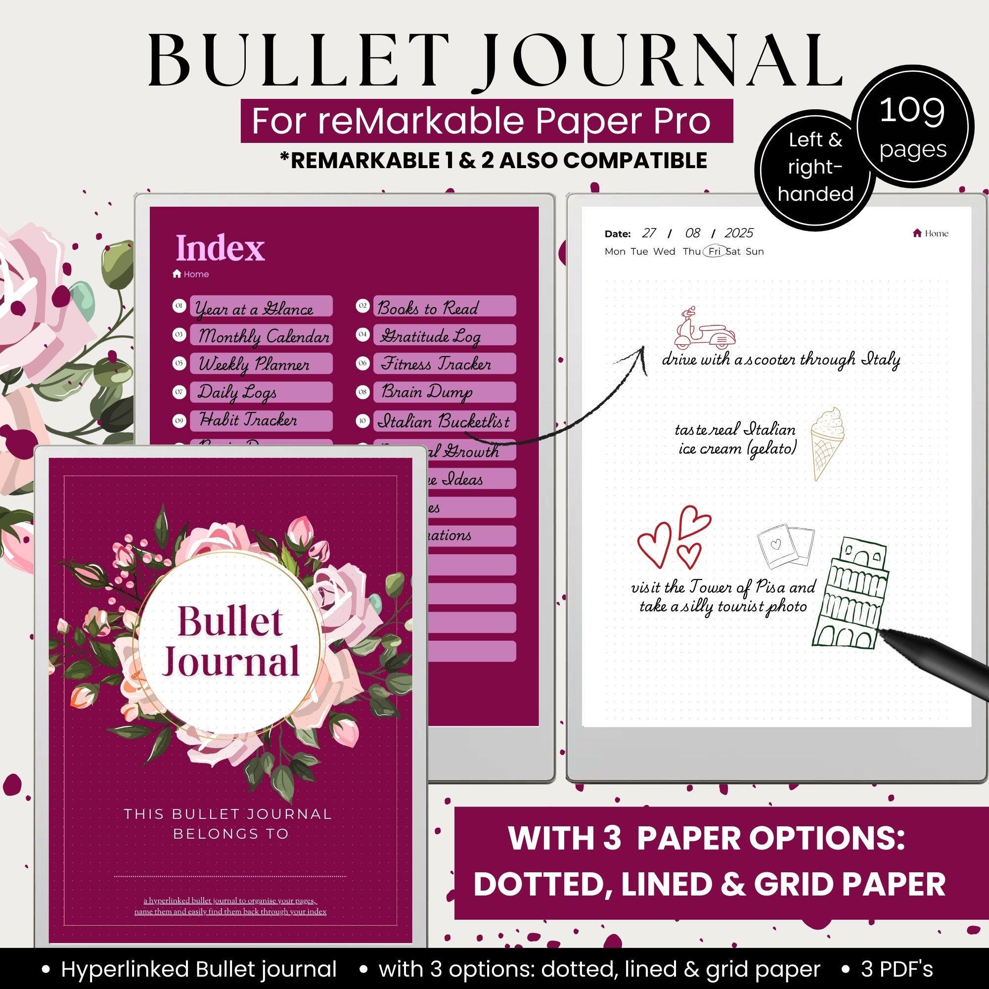 Digital Bullet Journal for Remarkable Paper Pro, Remarkable 2 and 1 ...