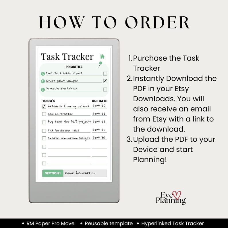 Project tracker and task management planner for reMarkable Paper Pro Move