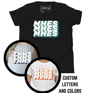 Youth School Spirit Tee | Stacked Graphic | Custom School Colors