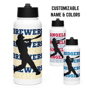 Baseball Water Bottle | Custom Team Name and Colors
