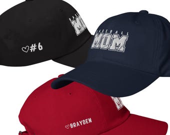 Baseball Mom | Embroidered Hat | Custom Player Name or Number