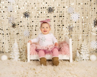 Instant Download Digital Backdrop for Photographers 1st Birthday Child Photography Prop  - PINK Snowflake WINTER WONDERLAND