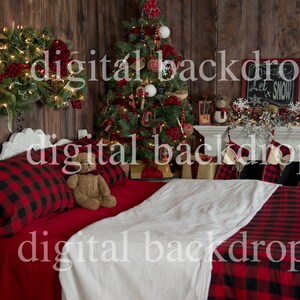 Instant Download DIGITAL BACKDROP for Photographers Night Before Christmas Bed Digital Backdrop image 2