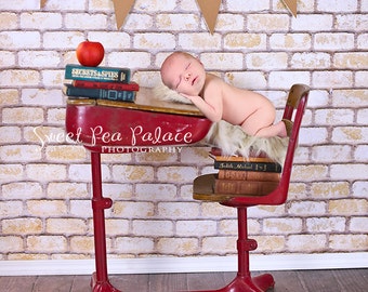 Newborn Baby Child Photography Prop Digital Backdrop for Photographers - School Desk