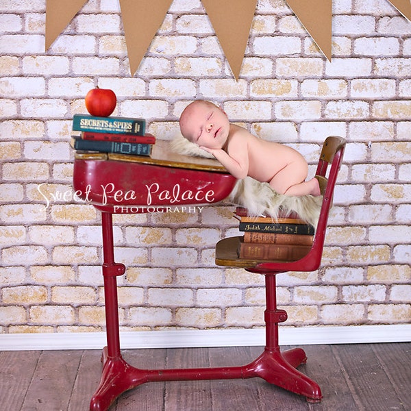 Newborn Baby Child Photography Prop Digital Backdrop for Photographers - School Desk