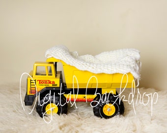 Instant Download Photography Prop DIGITAL BACKDROP for Photographers  -TONKA Truck Newborn  - Digital Background