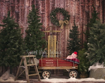 Instant Download DIGITAL BACKDROP for Photographers -Christmas Holiday - Tree Lot