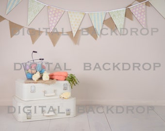 Baby Toddler Child Photography Prop Digital Backdrop for Photographers -  EASTER SUITCASES DIGITAL Backdrop