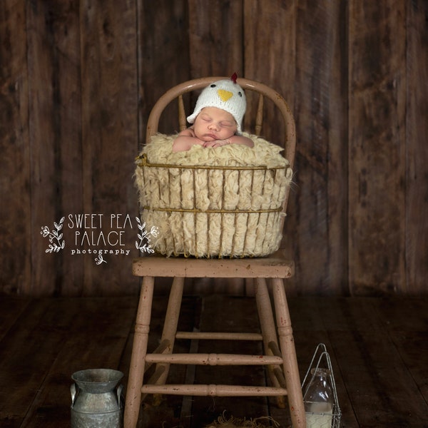Newborn Baby Child Photography Prop Digital Backdrop for Photographers Farm House Chair Great for Rooster Chicken Hat Photos