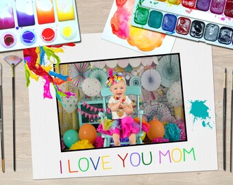 Happy Mothers Day Paint DIGITAL Backdrop Template for Photographers Love MOM Grandma