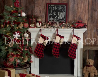 Instant Download DIGITAL BACKDROP for Photographers- Cozy Cabin Christmas