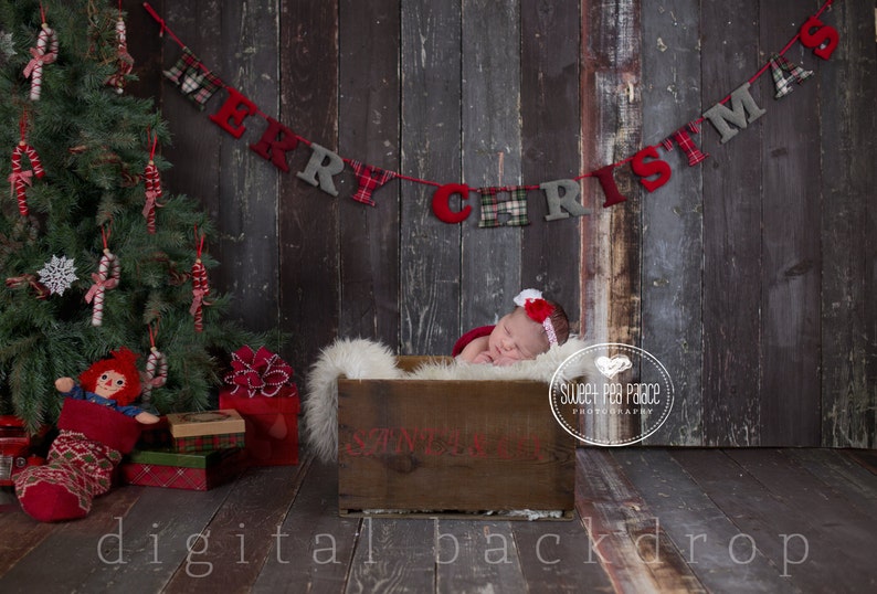 Instant Download DIGITAL BACKDROP for Photographers Christmas Santa & Co. Crate image 1