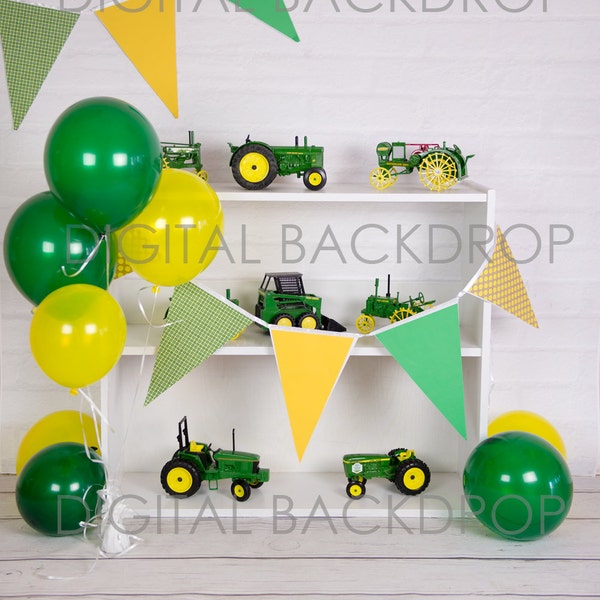 Baby Toddler Child Photography Prop Digital Backdrop for Photographers - GREEN TRACTOR Digital Backdrop