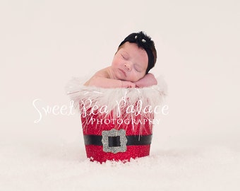 Newborn Baby Child Photography Prop Digital Backdrop for Photographers -Christmas Holiday Santa Bucket