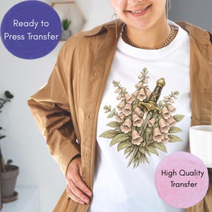Foxglove & Dagger DTF Transfer | Gothic Floral Ready to Press Shirt Transfer | Witchy Cottagecore Design