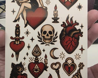 Occult Valentine Sticker Sheet | Witchy Hearts, Skulls & Gothic Love