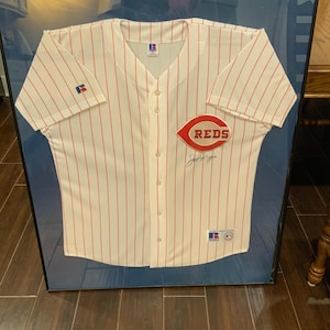Authentic Joe Morgan signed Russel athletic framed jersey with certificate of authenticity