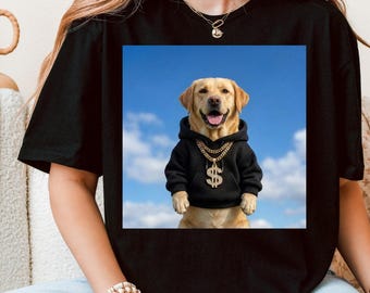 Camiseta divertida con cadena de Labrador Retriever, sudadera con capucha con meme de perro Labrador, regalo con estampado animal urbano para amantes de las mascotas.