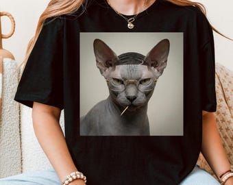 Camiseta divertida de gato Peterbald - Camiseta de barbero sin pelo, genial estilo Sphynx con gráfico urbano, meme, regalo para amantes de los animales urbanos