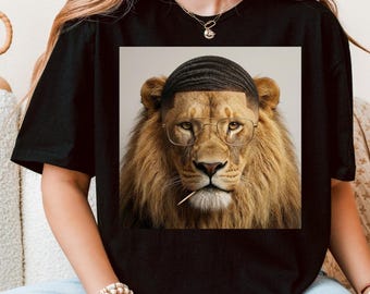 Camiseta divertida de barbero con león y ondas, camiseta con estampado de corte de pelo moderno, estilo urbano, meme, regalo para amantes de los animales.