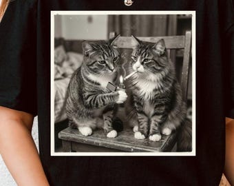 Camiseta con estampado de animales "Los verdaderos se mantienen unidos" - Camiseta divertida con diseño vintage y estética de gato - Regalo ideal