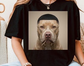 Divertida camiseta de barbero Pitbull con ondas - Camiseta con estampado de corte de pelo de perro genial - Estilo meme urbano