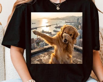 Camiseta divertida de Golden Retriever haciendo el dab - Camiseta urbana con meme viral de perros - Regalo para amantes de los animales