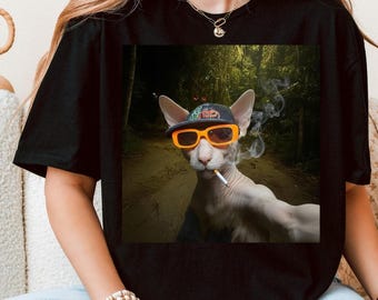 Camiseta divertida de gato Peterbald - Camiseta de barbero sin pelo, genial estilo Sphynx con gráfico urbano, meme, regalo para amantes de los animales urbanos