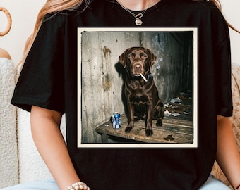 Camiseta "Perro Indiferente" - Divertida camiseta con estampado de animal fumando, estilo streetwear, regalo genial