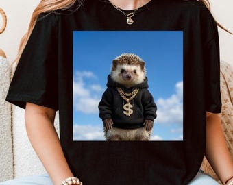 Sudadera con capucha de erizo divertida - Camiseta con meme de mascota adorable con cadenas, estilo urbano y gráfico streetwear