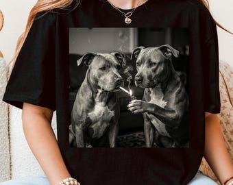 Camiseta divertida de Pitbull fumando, meme de perro fuerte, ropa urbana, camiseta gráfica, regalo para amantes de los animales de razas abusivas