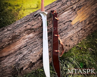 Espada de acero al carbono hecha a mano, decoración de estilo vikingo, espada de exhibición de fantasía, réplica medieval, regalo para él, accesorio de cosplay
