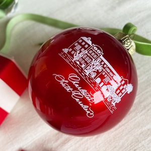 Charleston Rainbow Row Ornament: Red & White Christmas Souvenir