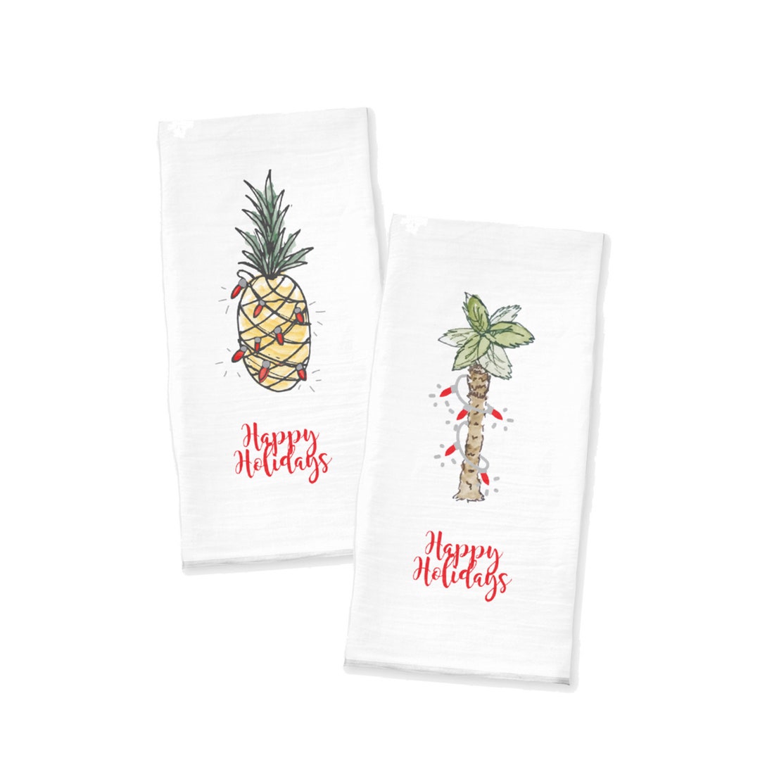 Tea Towel Gift Set Tropical Christmas Holiday Tea Towel Etsy