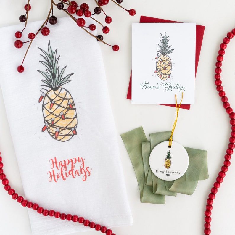 Value Pack Charleston Holiday Card, Pineapple Watercolor, Charleston Christmas Card Set, Holiday Cards, Modern Calligraphy, Home for Holiday image 2