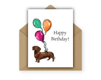 Birthday Card, Dachshund, Pet Card, Card from Pet, Wiener Dog Puppy, Dog Card, Dog Birthday, Pet Lover, Dog Person