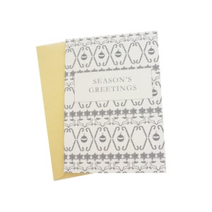 Box of 8 Seasons Greeting Patterned Christmas Holiday Card Neutral Classic