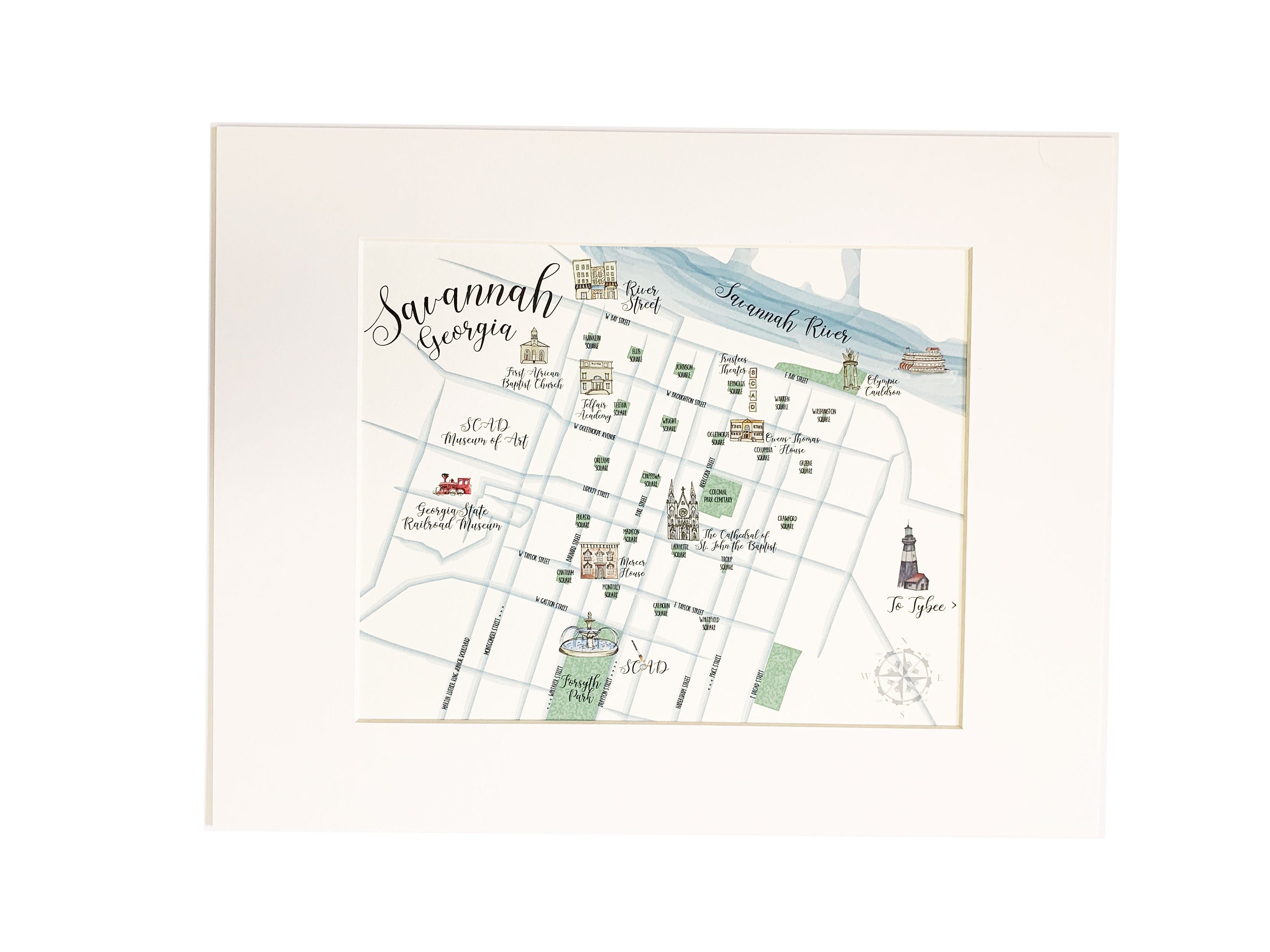 Savannah GA Map Print, Savannah Maps, Watercolor Map, City Map, Georgia ...