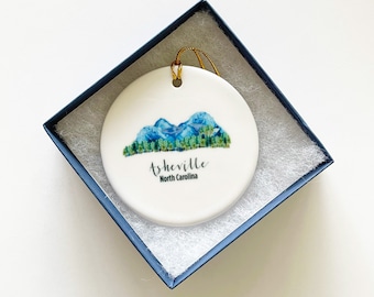 Mountains Ornament, Blue Ridge Mountains, Asheville, Brevard, Christmas Ornament, Charleston Gift, Personalized Gift, Holiday Gift, Under 25