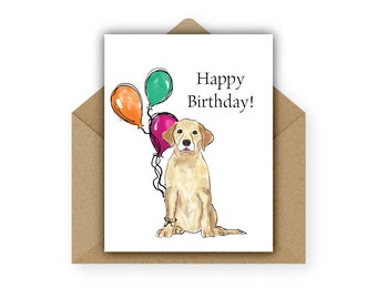 Birthday Card, Yellow Labrador Retriever, Pet Card, Card from Pet, Yellow Lab Puppy, Dog Card, Dog Birthday, Pet Lover, Dog Person