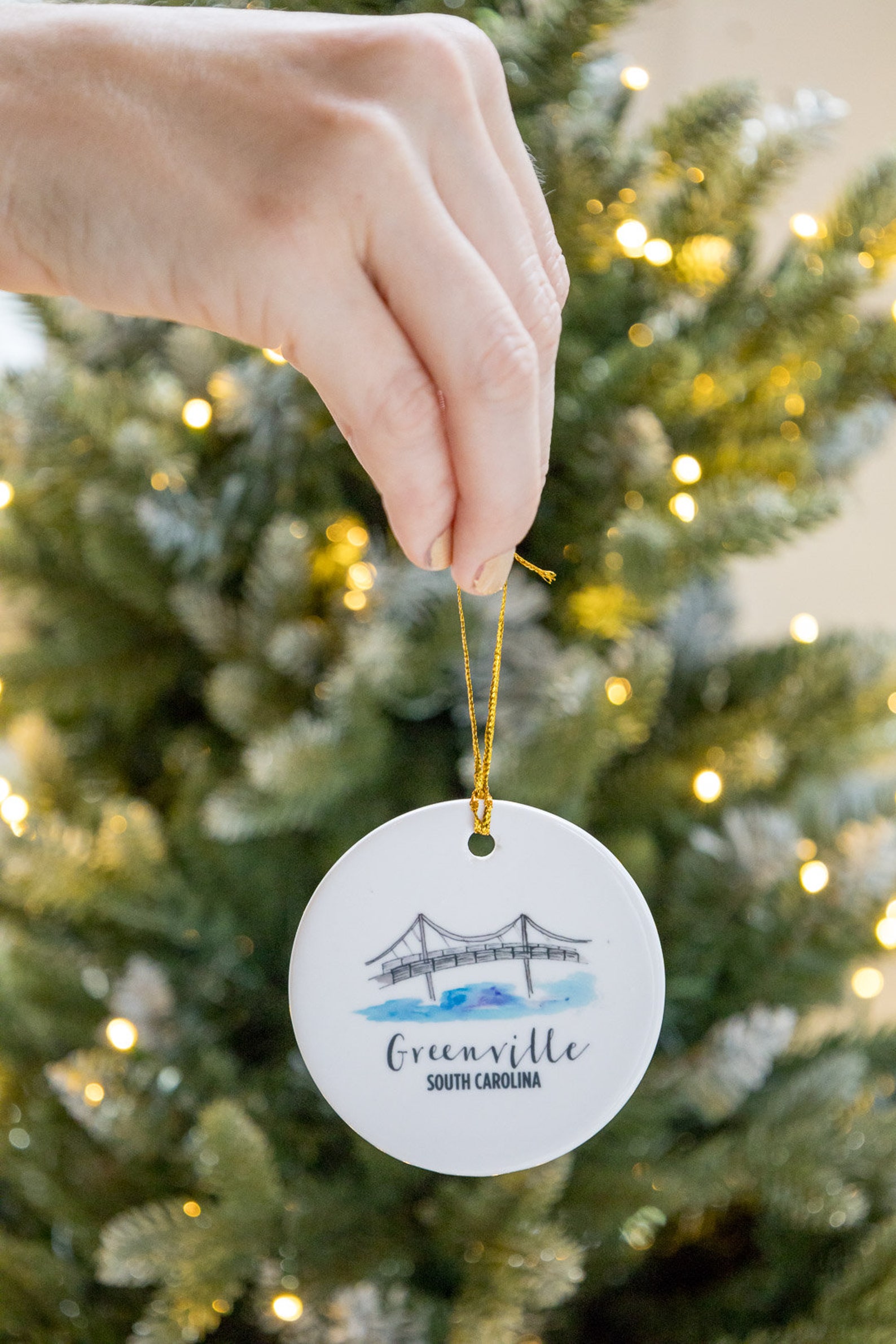 Greenville SC Ornament, Greenville Gifts, Ornaments, Liberty Bridge