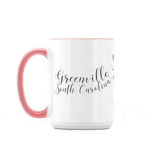 Greenville Kaart Koffie Mok, Aquarel Kaart Mok, Greenville SC Gift, Greenville Landmarks, Unieke Koffie Mok, Housewarming Gift, Moving Gifts
