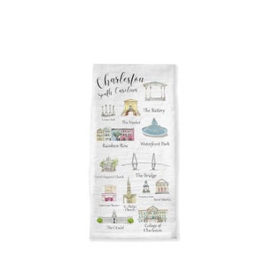 Charleston Landmarks Tea Towel: South Carolina Gift, Rainbow Row