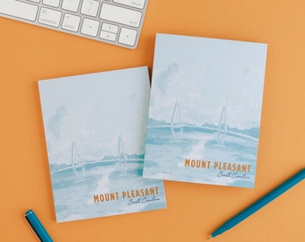 Mount Pleasant Notepad, Memo Pad, Ravenel Bridge, Charleston Gift, South Carolina, Stationery, Notepads, Desk Gifts, Moving Gift Basket