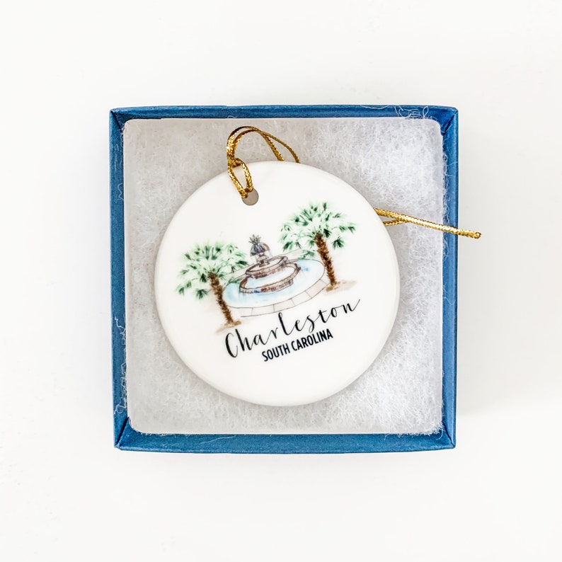 Charleston Ornament, Christmas Ornament, Engagement Gift, Rainbow Row, Charleston Gift, Personalized Gift, Holiday Ornament, Gift Under 25 image 7